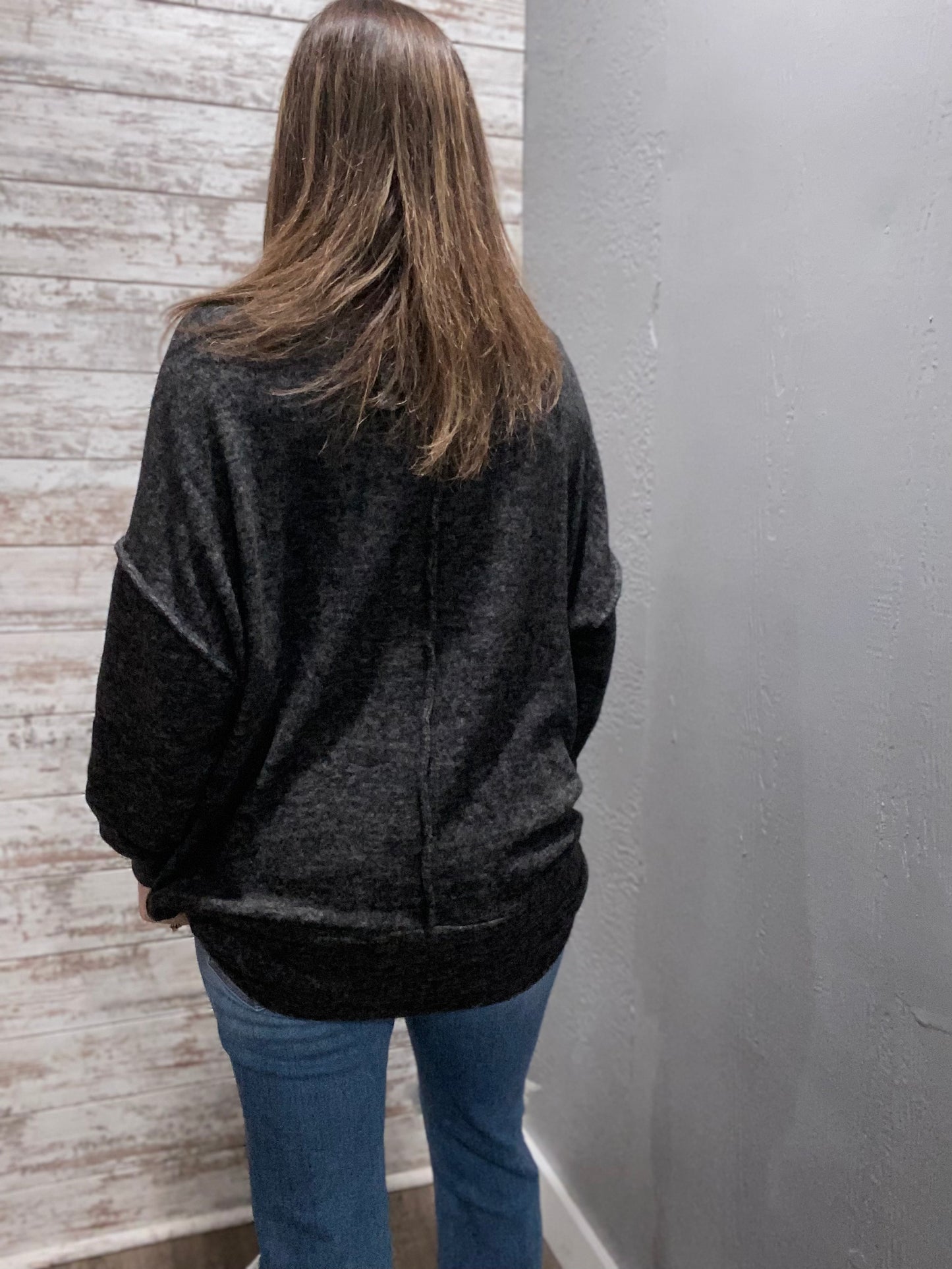 Dreaming of You Melange Sweater - charcoal