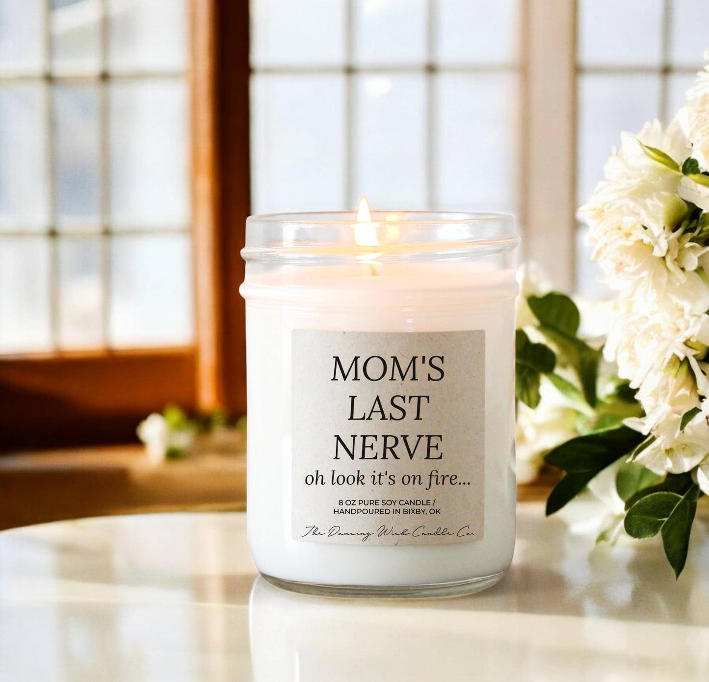 Moms Last Nerve Candle / Humorous Gift for Mom: Mini 4 oz Candle Black / Eucalyptus & Tea