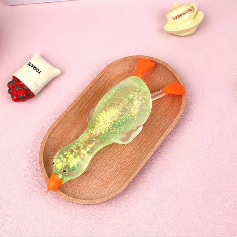 Cute Goose Duck Glitter Squishy Squeeze Toy Fidget Toy: Yellow