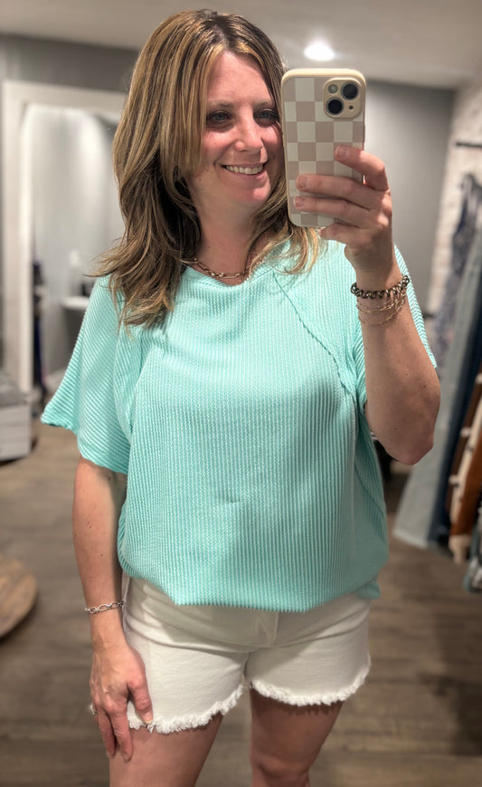 See Ya Soon Ribbed Top - Mint