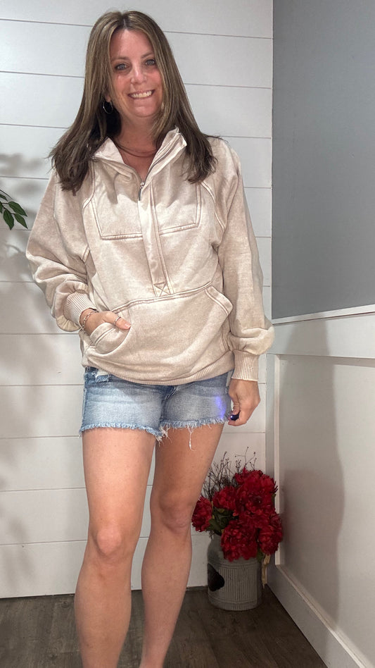 Brittany Acid Wash Hoodie -Ash Mocha