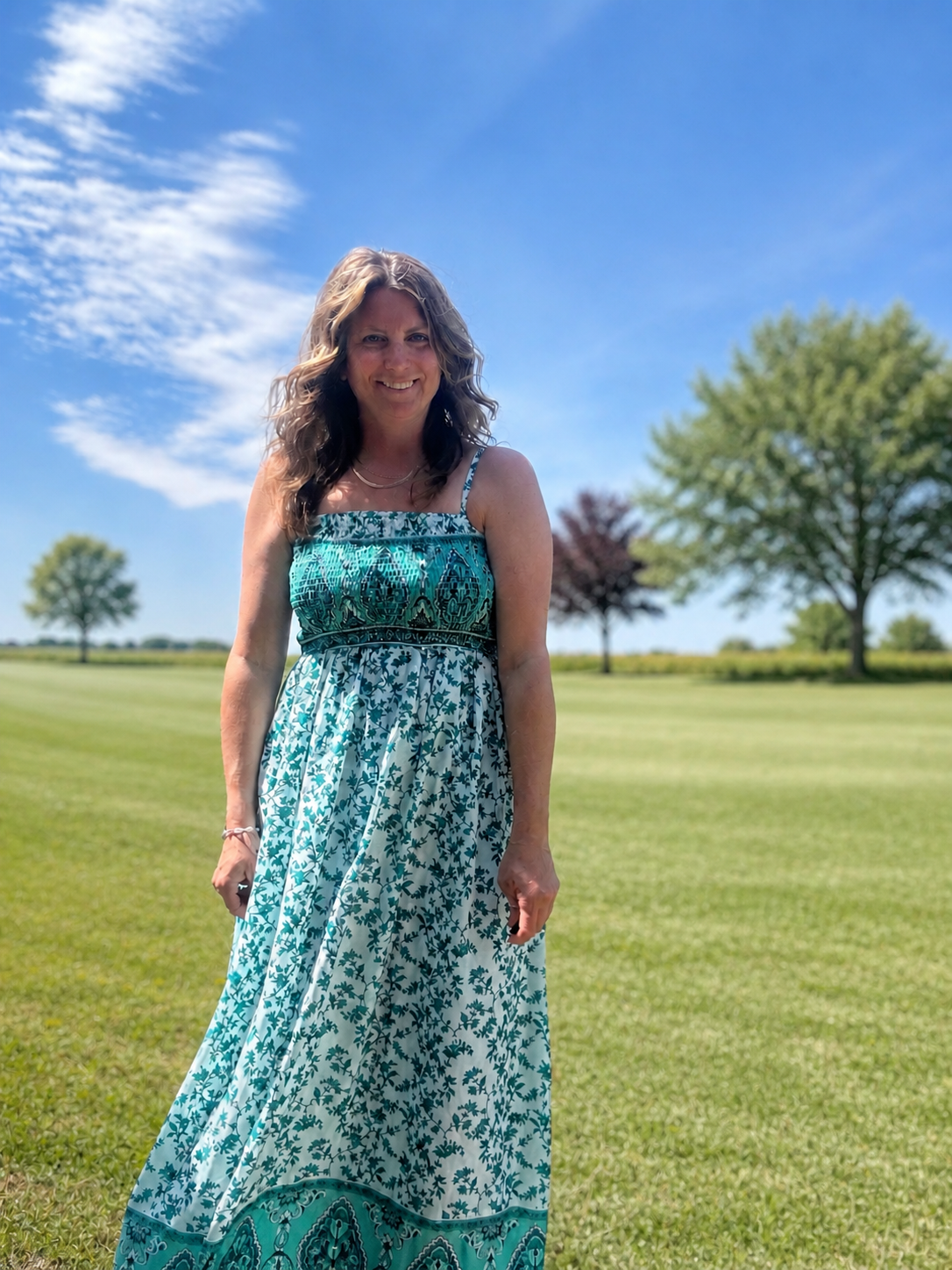 Floral Boho Shirred Cami Maxi Dress