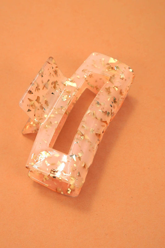 LARGE TRENDY GLITTER RECTANGLE HAIR CLAW CLIPS | 40H901: Off White