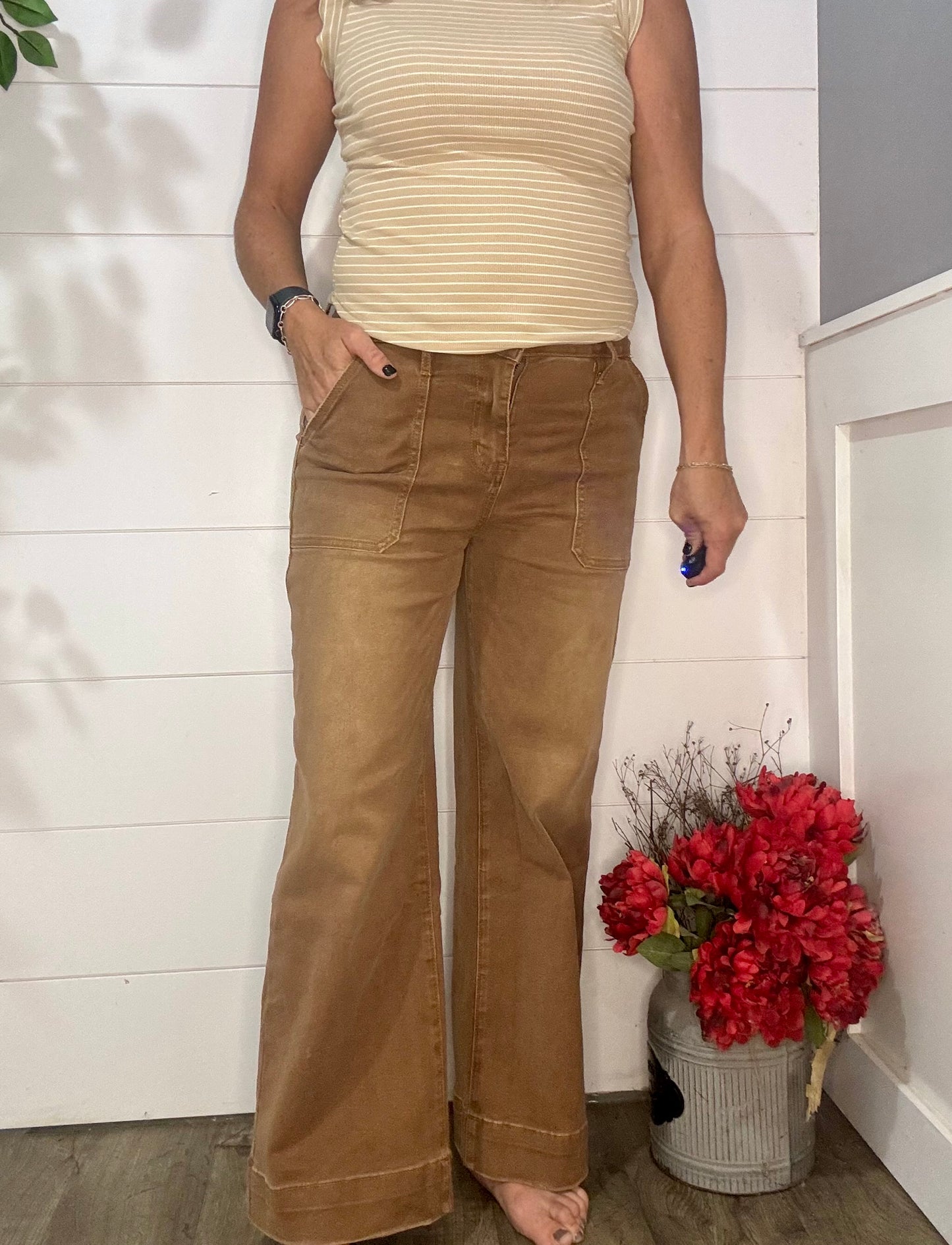 Bella Cropped High Rise Wide Leg Jeans