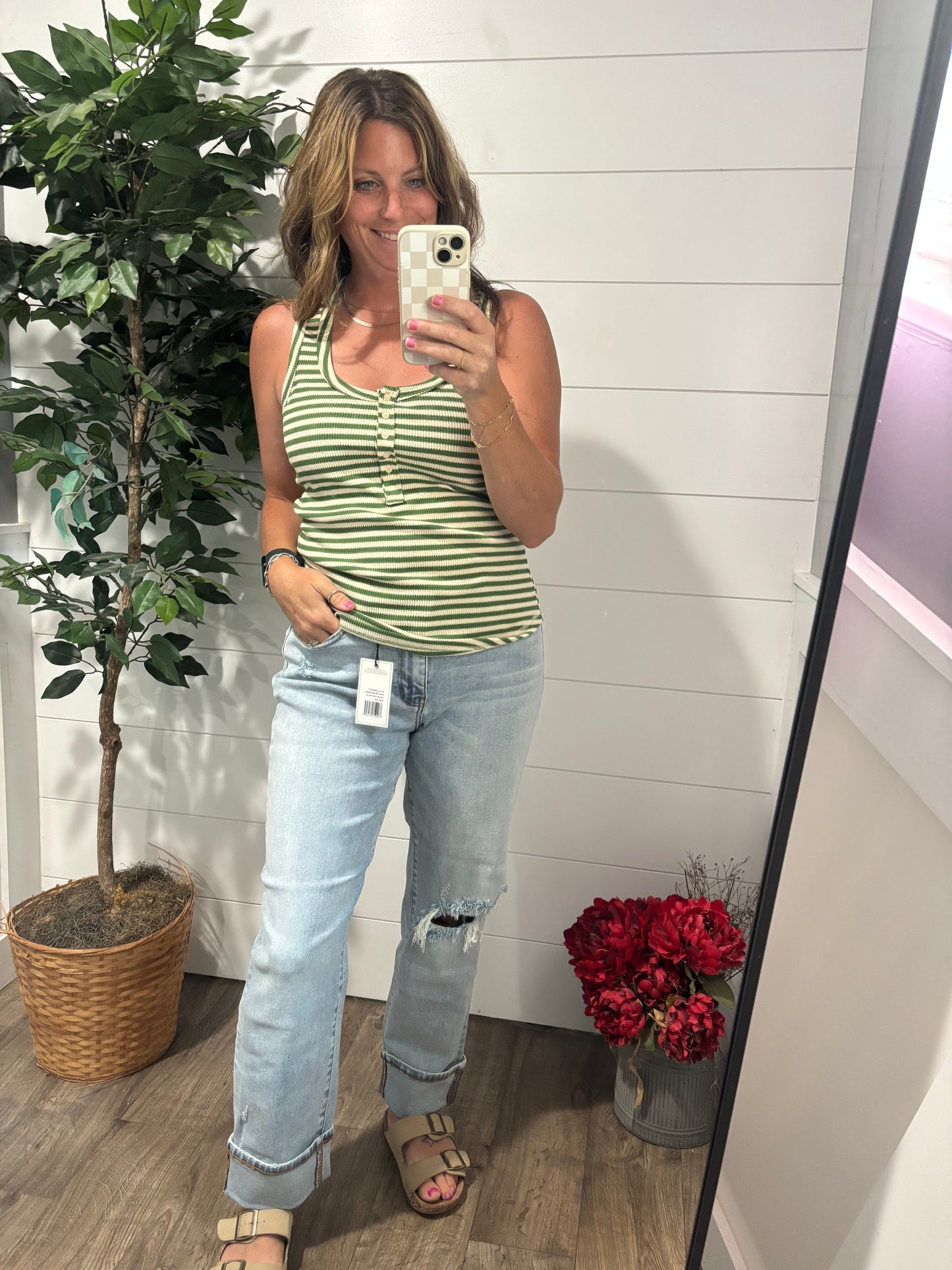Waiting for You Scooped Neck Tank in Green
