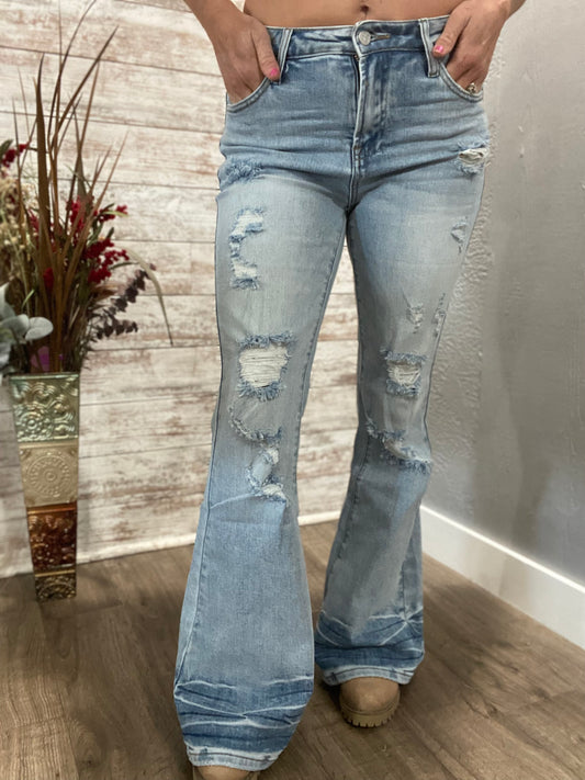 Shiloh Distressed Flare Jeans