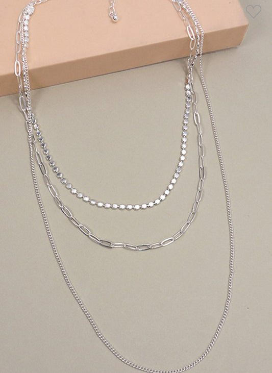 Unique Multi Layered Necklace - silver