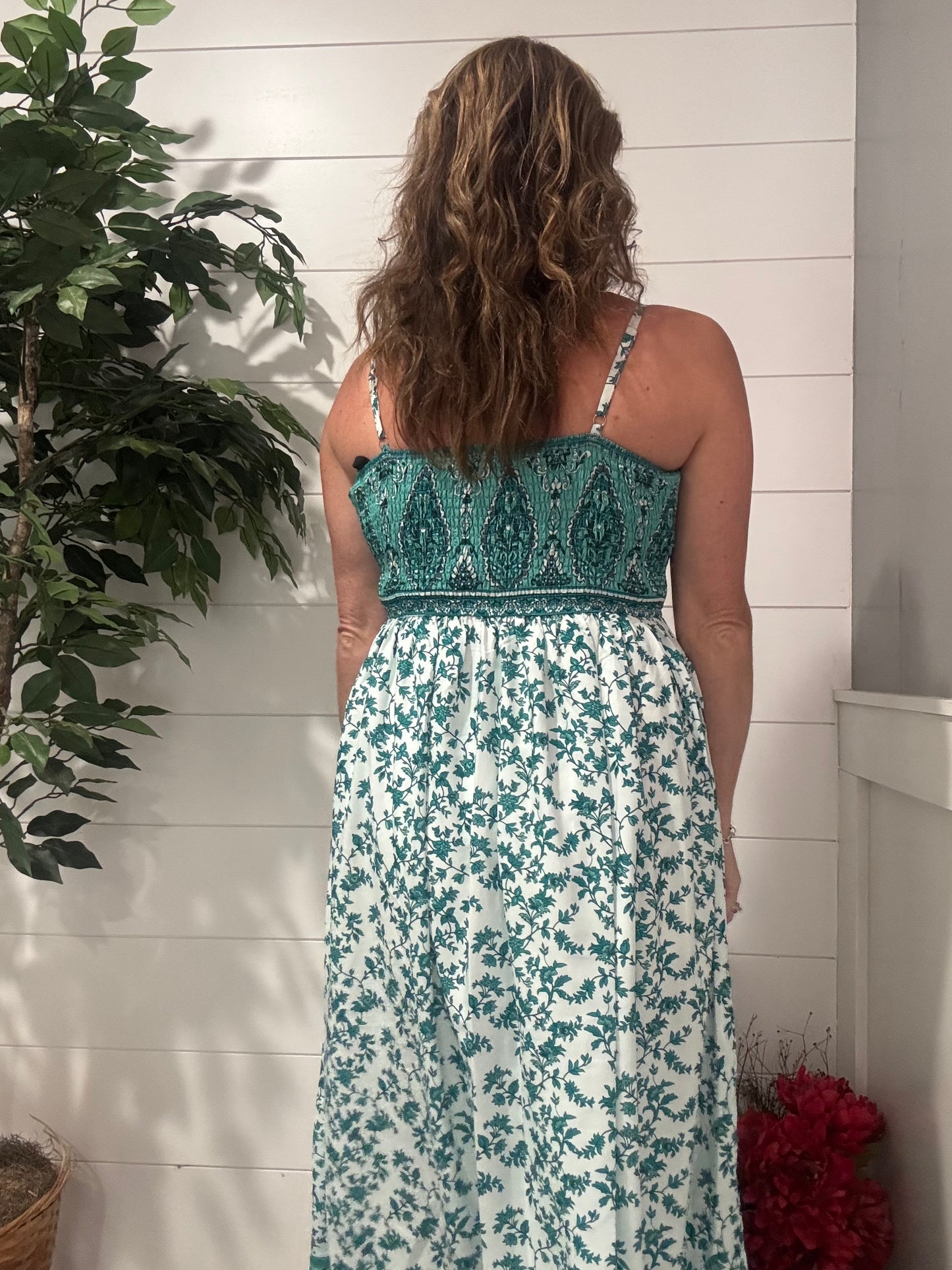 Floral Boho Shirred Cami Maxi Dress