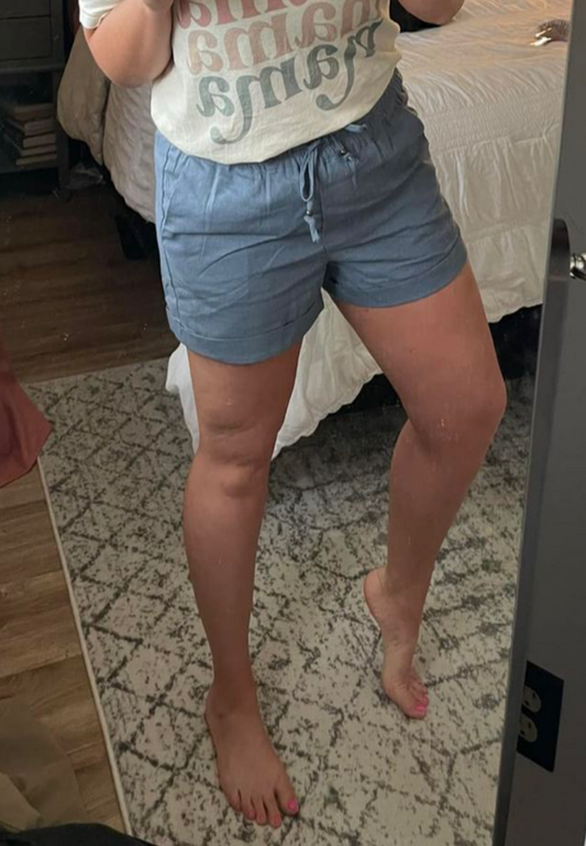 Shorts with Drawstring - stone blue