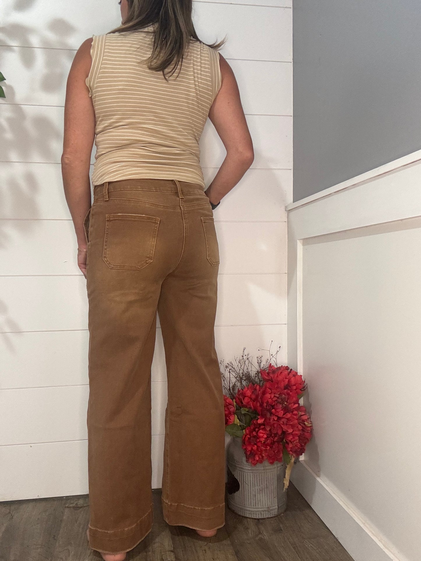 Bella Cropped High Rise Wide Leg Jeans