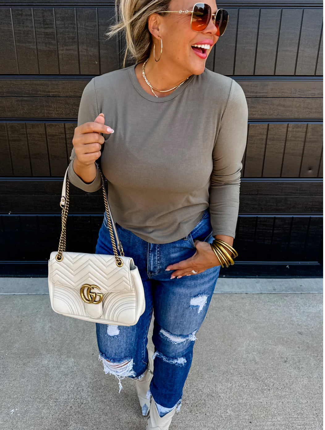 Elena Curve Hem Ribbed Top