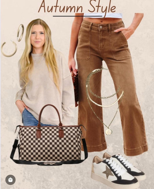 Bella Cropped High Rise Wide Leg Jeans