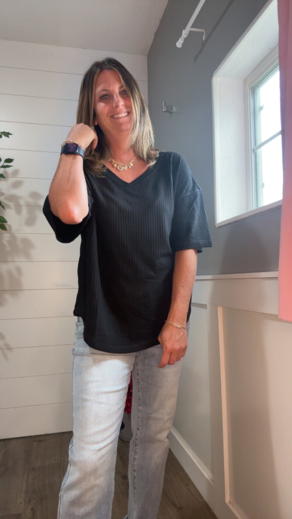 Sarah Knit Oversized Top - black