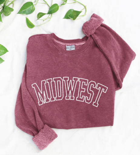 MIDWEST Puff Print Mineral Washed Graphic Sweatshirt
