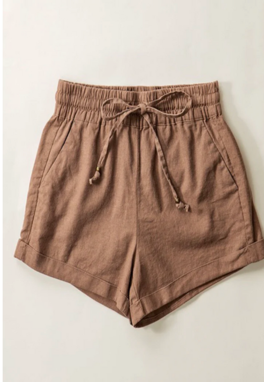 Shorts with Drawstring - mocha