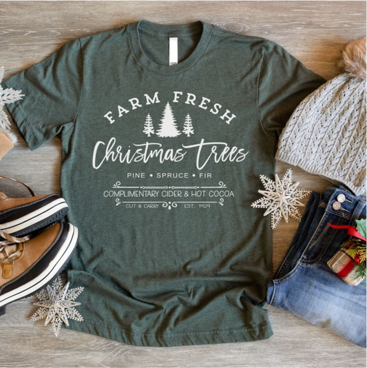 Farm Fresh Christmas Trees Graphic Tee - Heather Hunter