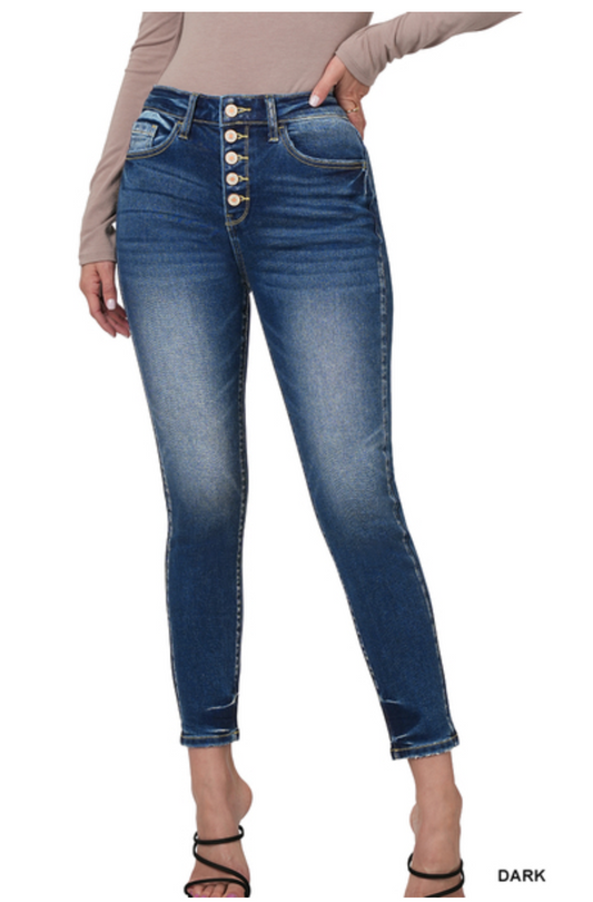 Zenana Button Fly Dark Wash Jeans