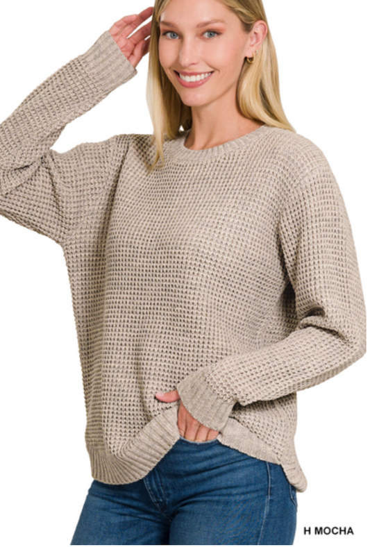 Soft and Sweet Knit Sweater - heather mocha