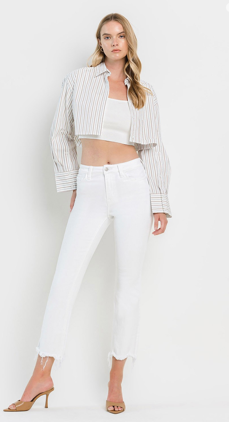 Vervet High Rise Raw Hem Cropped Flare Jeans