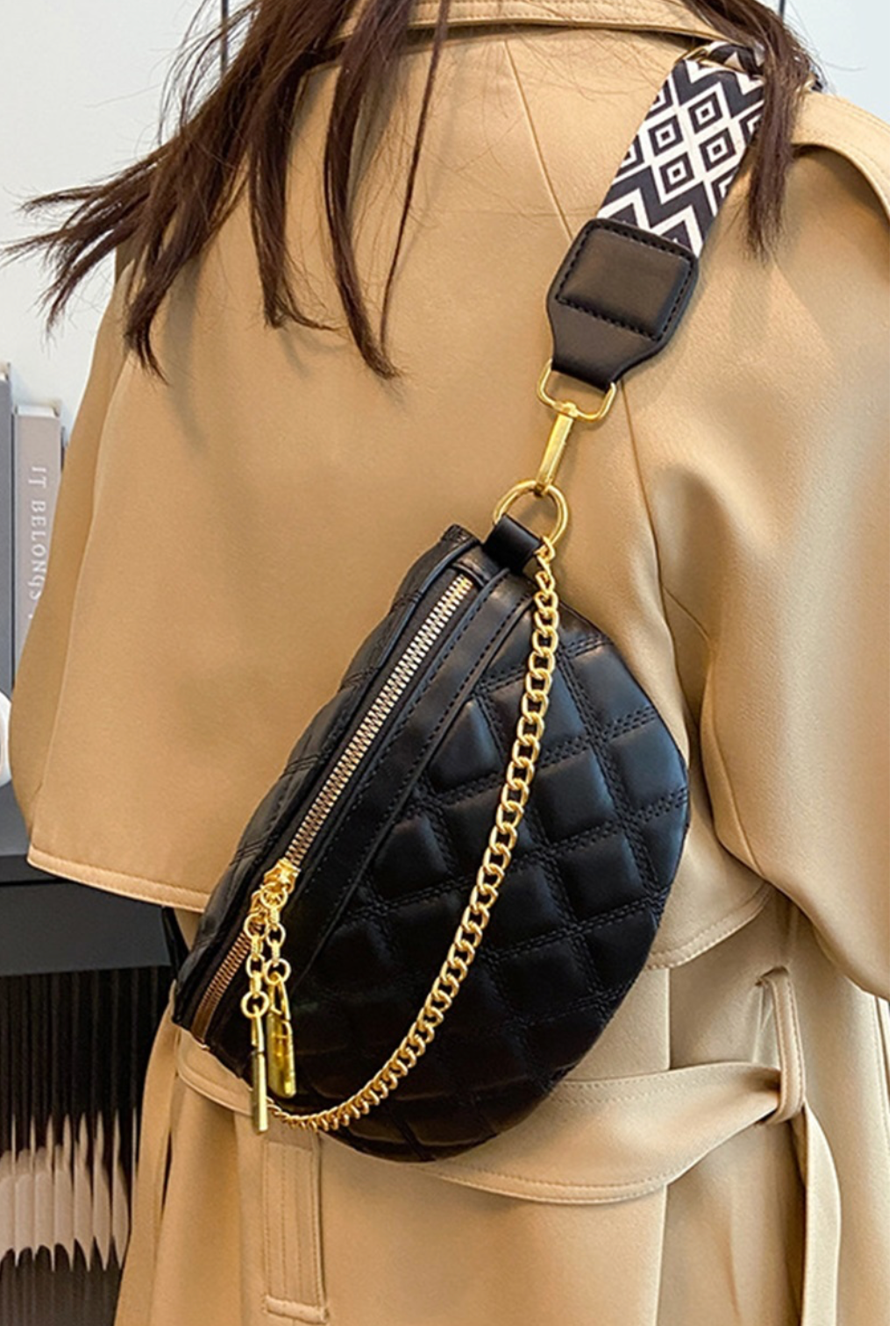 QUILTED VEGAN LEATHER CROSSBODY BUM BAG