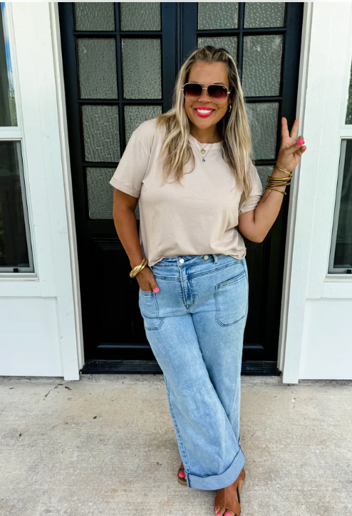 Clover Front Pocket Jeans - blue