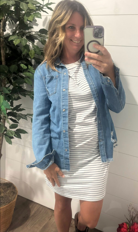 Alyssa Ruffled Striped Dress