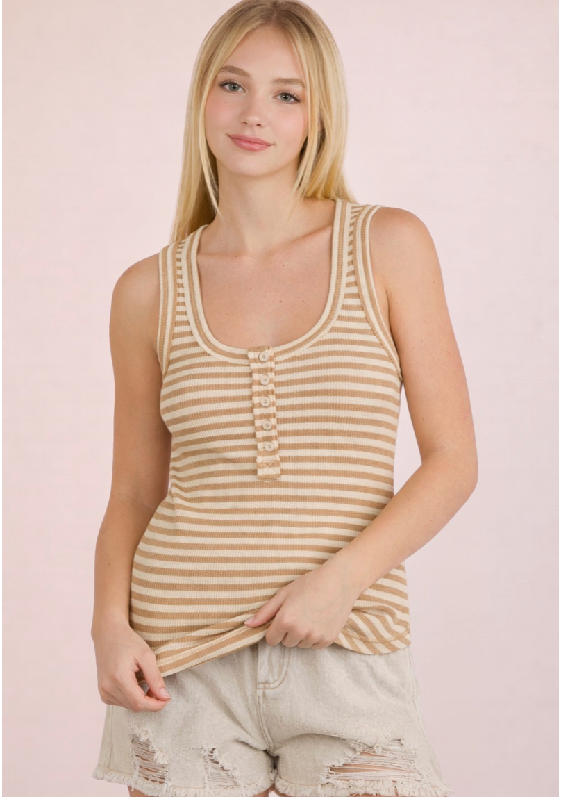 Waiting for You Scooped Neck Tank in Mocha