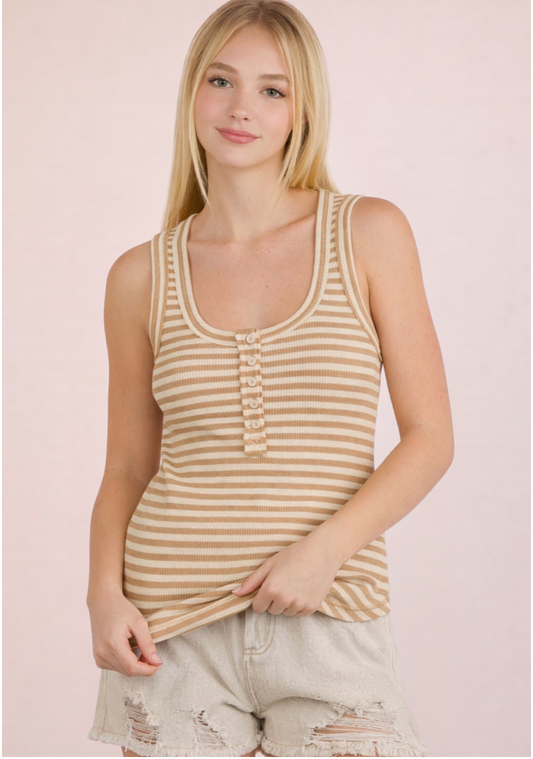 Waiting for You Scooped Neck Tank in Mocha