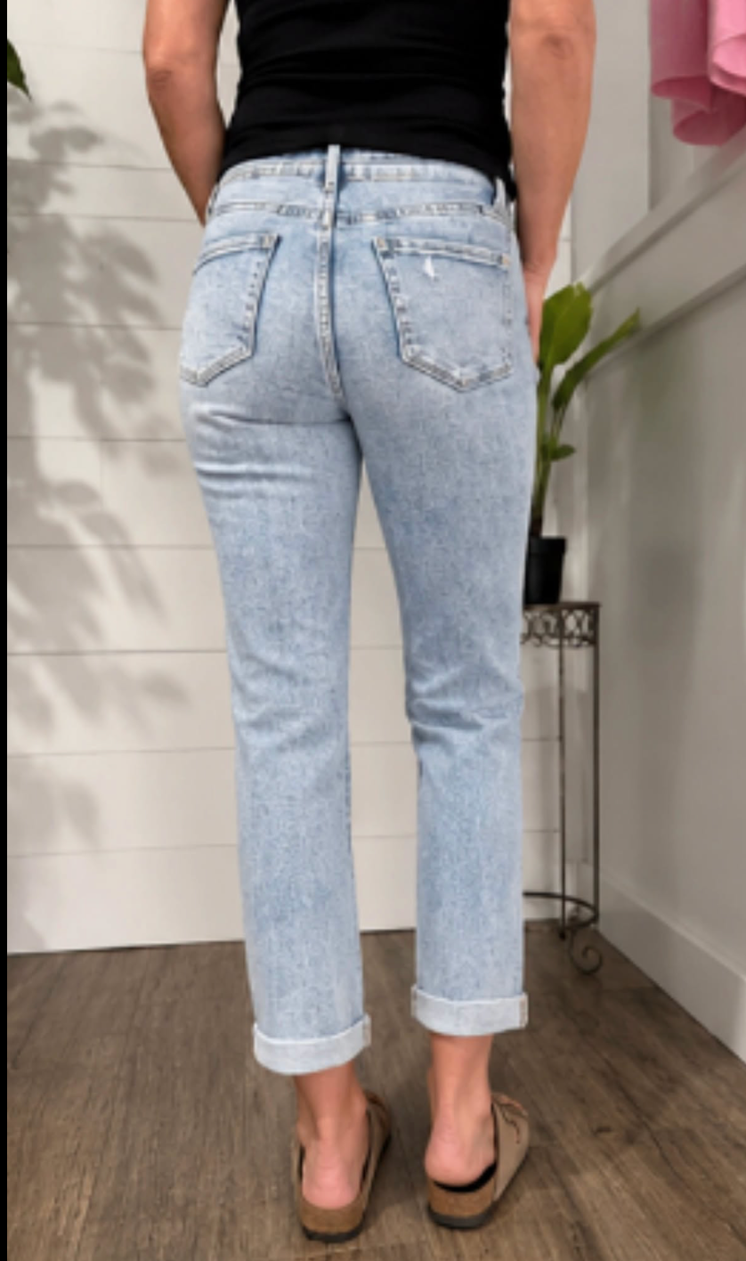 Lovervet Uptown Tummy Control Cuffed Straight Jeans