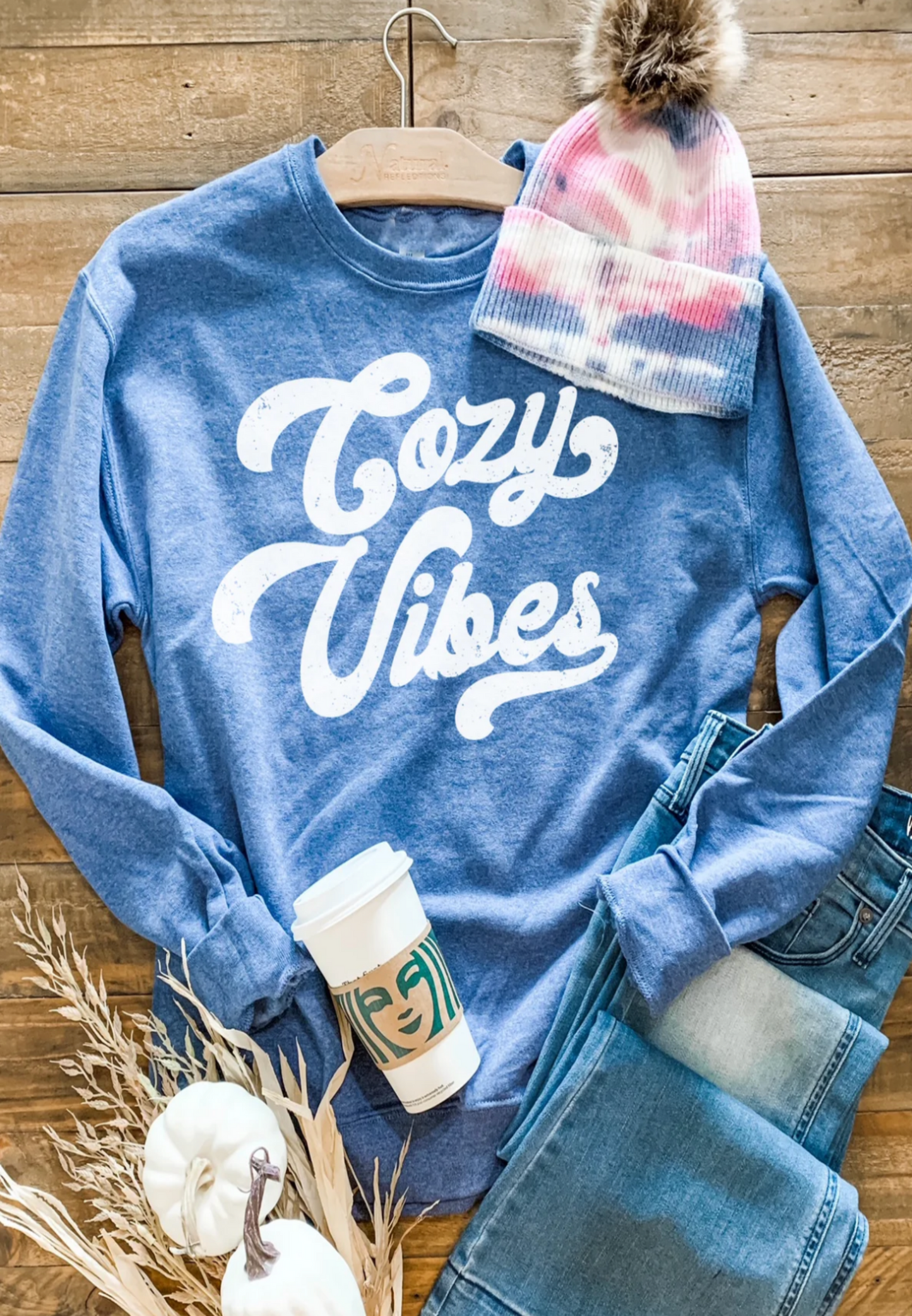 Cozy Vibes Sweatshirt - vintage heather blue