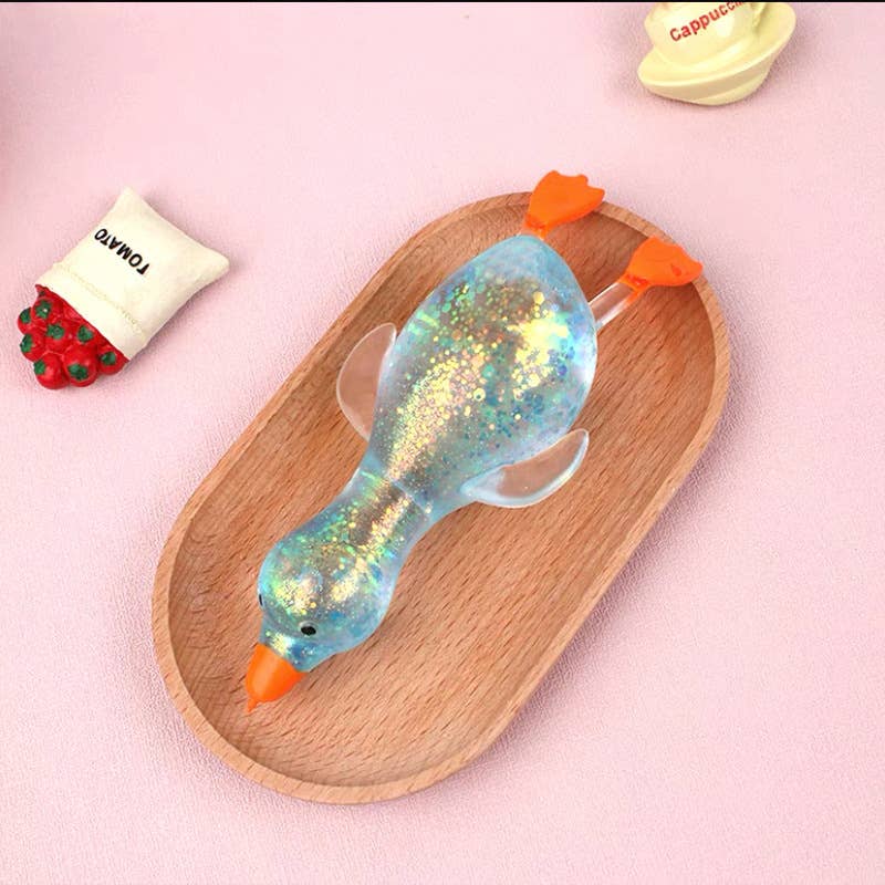 Cute Goose Duck Glitter Squishy Squeeze Toy Fidget Toy: Yellow