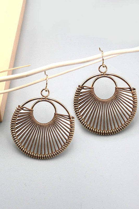 BOHO LIGHTWEIGHT THREAD STRING BRASS DROP EARRINGS | 10E3060932: BROWN