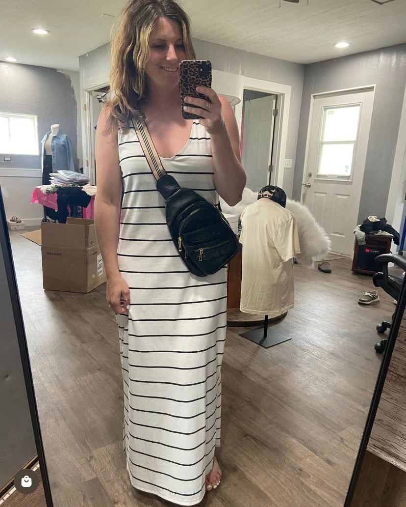 Summer Daze Striped Maxi Dress - white