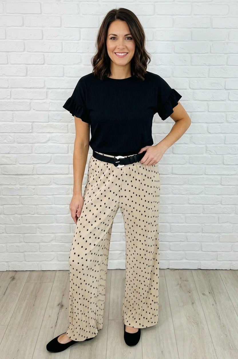 Ribbed Ruffle Sleeve Top