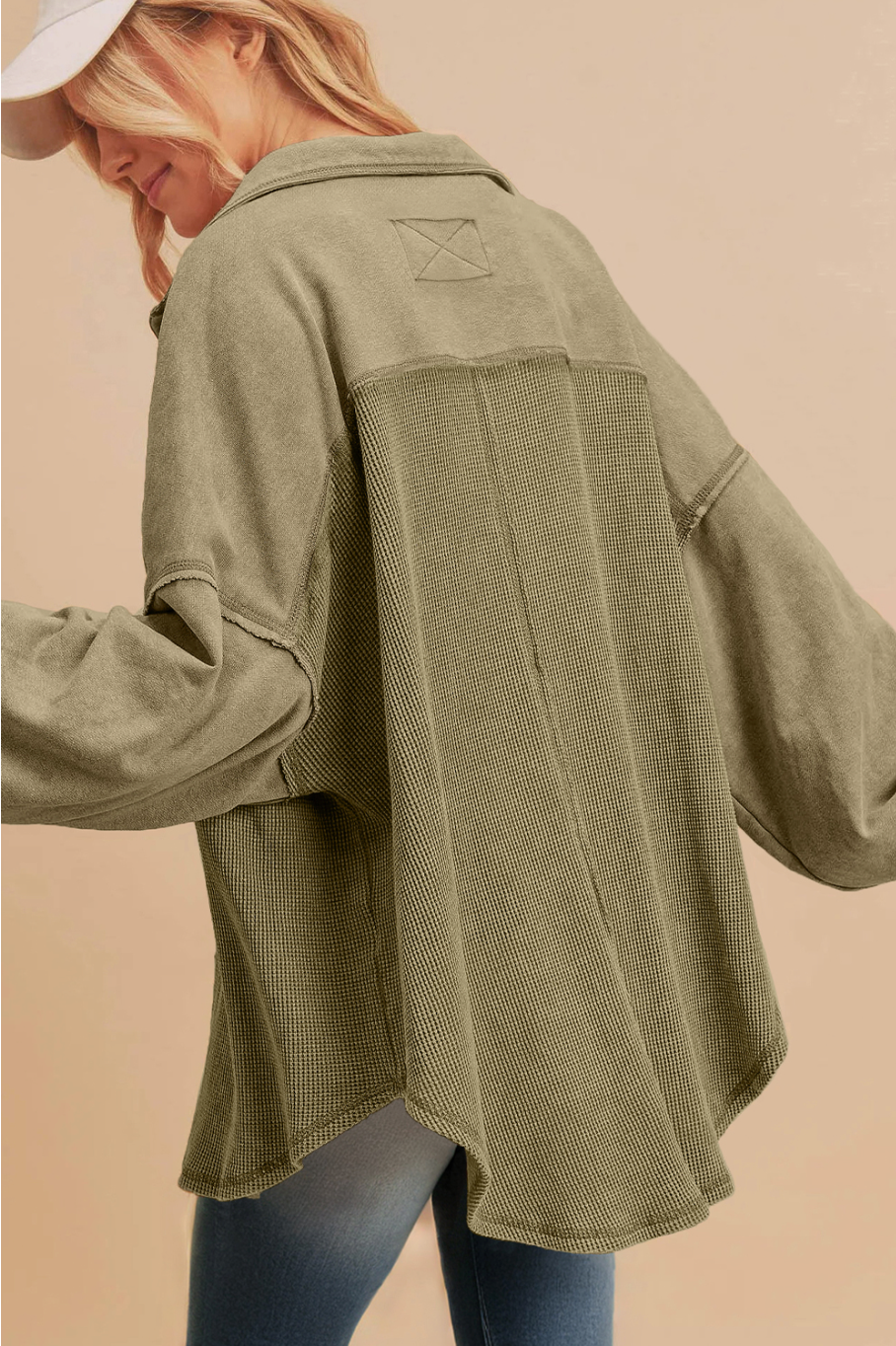 Kayla Patchwork Olive Shacket