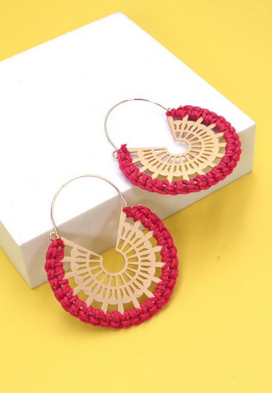 Crochet Wrap Earrings - pink