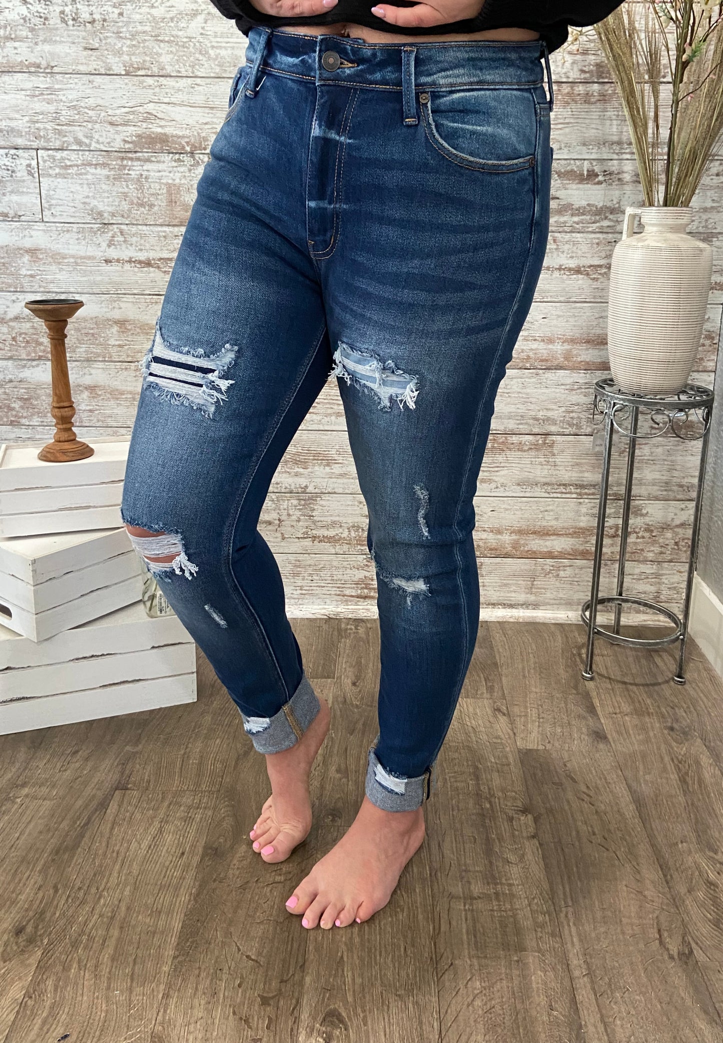 Kan Can High Rise Skinny Jeans - Gina Wash