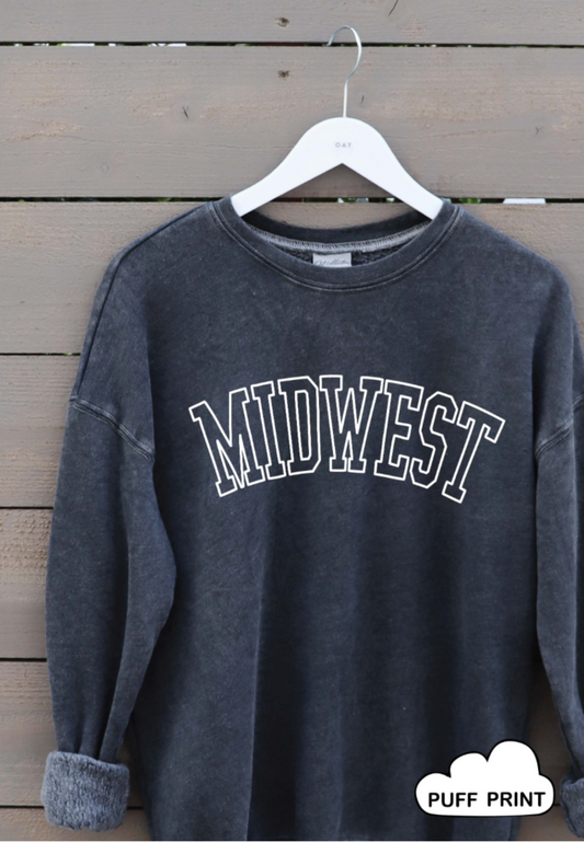 PRE ORDER - MIDWEST Puff Print Mineral Washed Graphic Sweatshirt