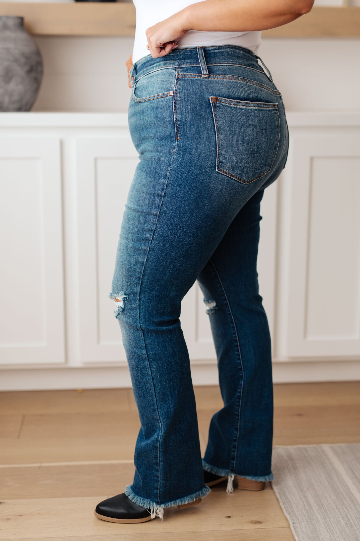 Judy Blue High Rise Distressed Straight Jeans -  Morgan Wash