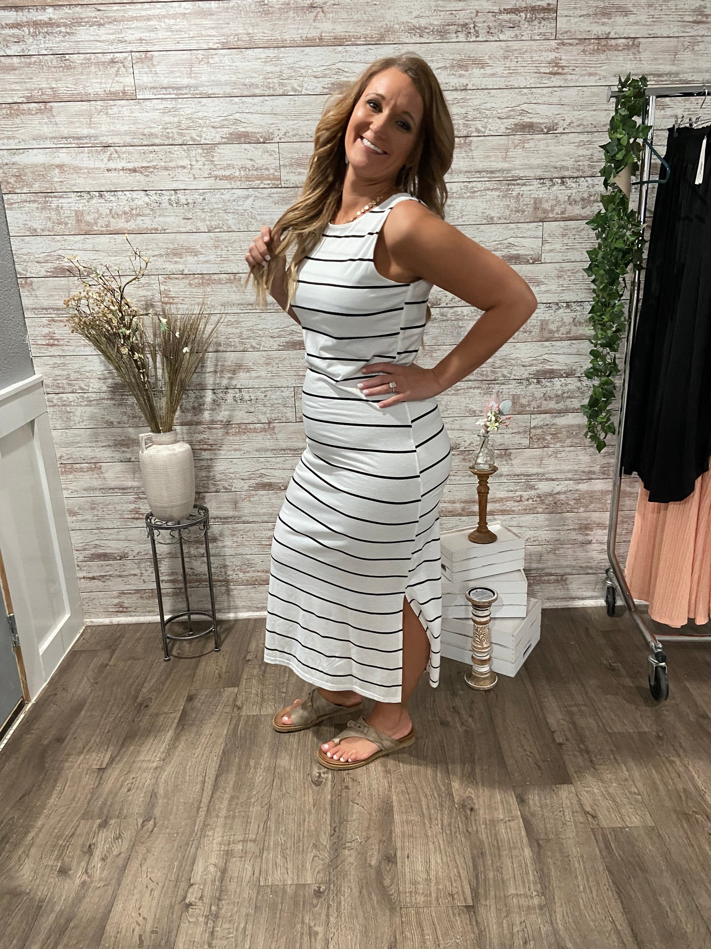 Summer Daze Striped Maxi Dress - white