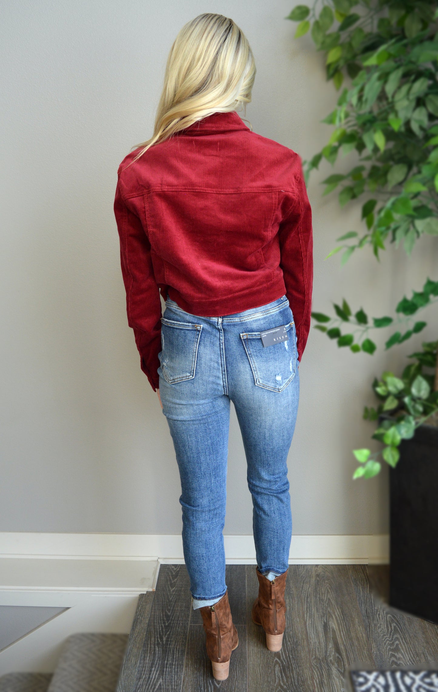 Wine and Dine Me Cropped Corduroy Jacket